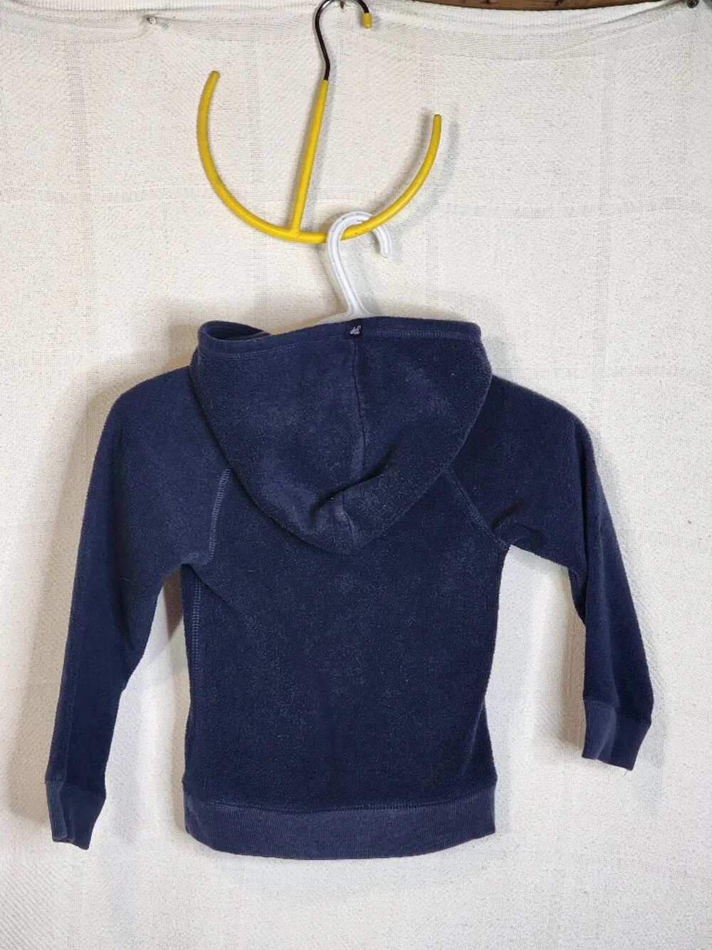 Baby Gap Vtg Navy Fleece Pink Silver Logo Embroidered Snowflakes Hoodie Size 5T